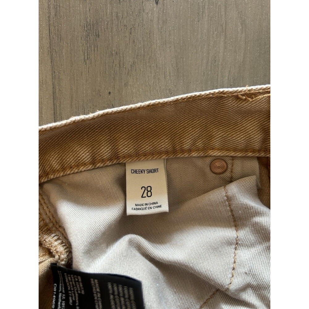 BDG Urban Outfitters Cheeky Denim Shorts Tan Festival Distressed Raw Hem 28 - Picture 7 of 8